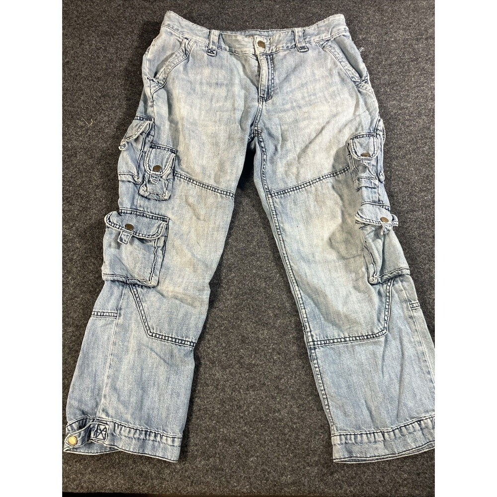 Lauren Ralph Lauren Jeans Co Blue Denim Cargo Pants Multi Pocket Utility Sz 10